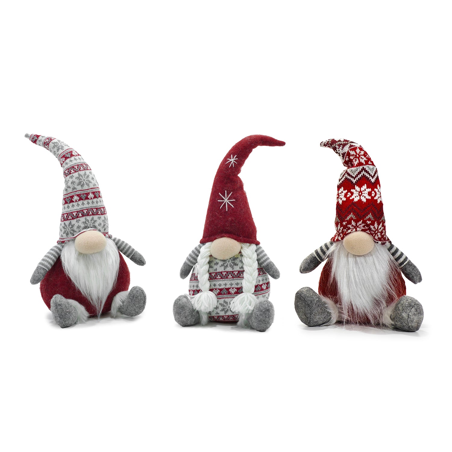 VESTIAMO CASA GRAN NATALE - Gnomo seduto con cappello rosso e grigio h23 cm - Decorazione natalizia
